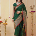 Dark Green  Narayanpet Cotton Saree