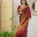 Marron Narayanpet Cotton Saree